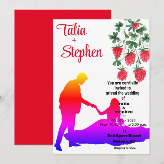 Braut mit Aufmunterung Einladung (Vorne/Hinten)