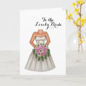 Braut mit Bouquet von Blume Hochzeitsgrüßen Karte (Gelbe Blume)