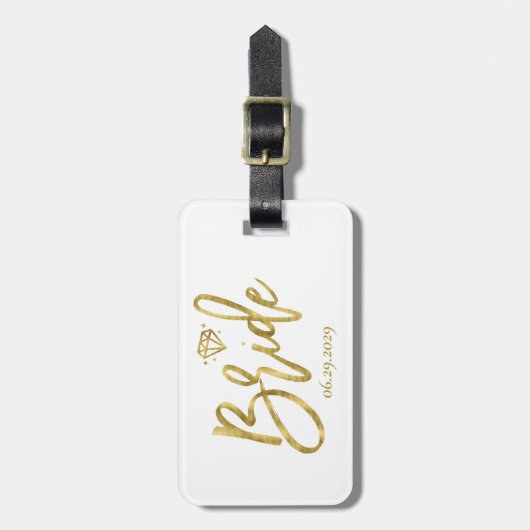 Braut mit Diamantweiß Gepäckanhänger (Vorderseite vertikal)