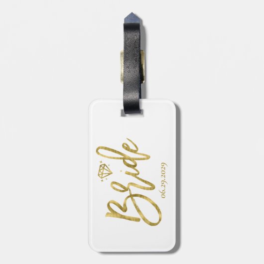 Braut mit Diamantweiß Gepäckanhänger (Rückseite vertikal)