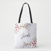 Braut mit eleganter Schrift Herbstwildblumen Tasche (Vorderseite)