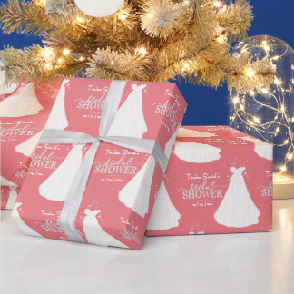 Braut mit langes Brautparty rosa Geschenkpapier