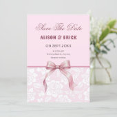 Braut mit rosa Schleife Save The Date (Stehend Vorderseite)
