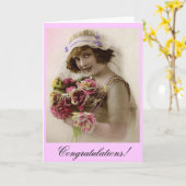 Braut mit Rosenblumenstrauß Karte (Gelbe Blume)