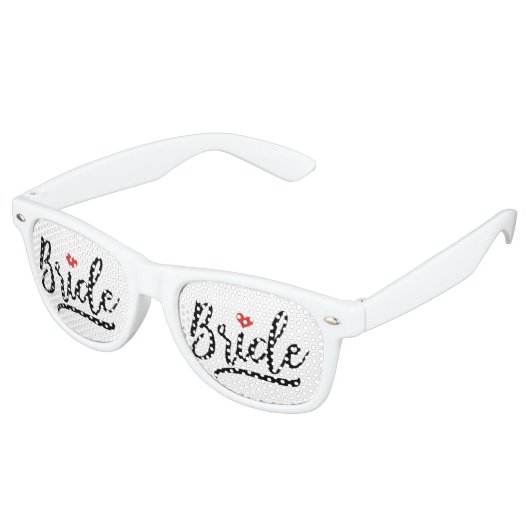 Braut mit rotem Herzen Partybrille (Schrägansicht)