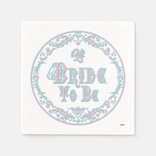 Braut mit Schleier, Extravagant rosa - Aquamarin V Serviette (Vorderseite)