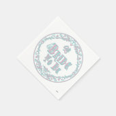 Braut mit Schleier, Extravagant rosa - Aquamarin V Serviette (Ecke)