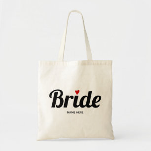 Braut mutige Typografie Hochzeit des roten Herzens Tragetasche