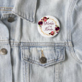 Braut Mutter Aquarellblumen Bordeaux Gold Button (Beispiel)