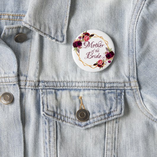 Braut Mutter Aquarellblumen Bordeaux Gold Button (Beispiel)