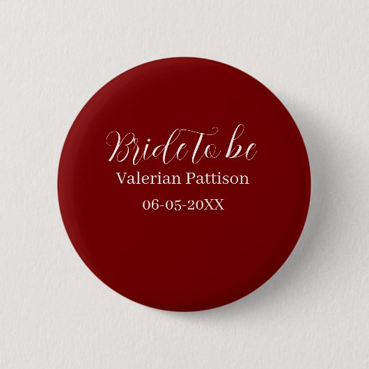 Braut Name Datum maigris weiß Junggesellinnenabsch Button (Vorderseite)