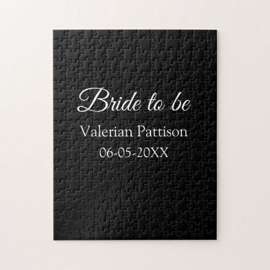 Braut Name Datum schwarz weiß Junggesellinnenabsch Puzzle (Vertikal)