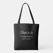 Braut Name Datum schwarz weiß Junggesellinnenabsch Tasche (Rückseite)