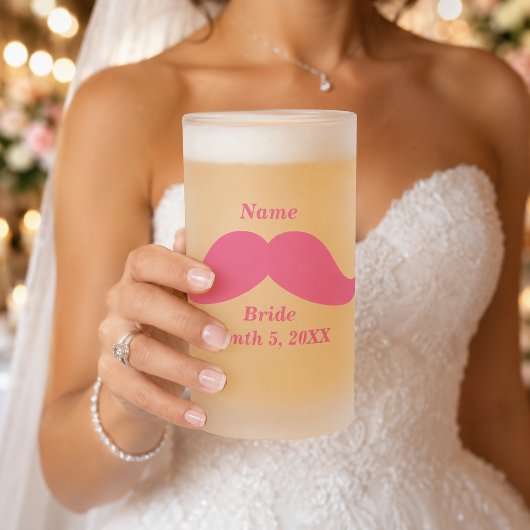 Braut Name Rosa Schnurrbart Mattglas Bierglas