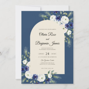 Braut Navy Weiße Anemone Einladung