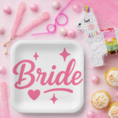 Braut Neon Pink Pappteller (Party)