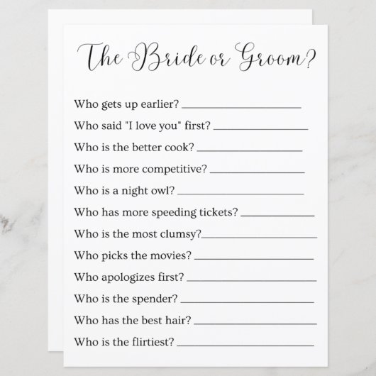 Braut oder Bräutigam? Brautparty oder Hochzeitsspi (Vorne/Hinten)