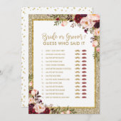 Braut-oder Bräutigam-GoldGlitzer-Brautparty-Spiel Einladung (Vorne/Hinten)