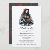 Braut oder Die Elegant Goth Bridal Dusche Einladun Einladung (Vorne/Hinten)