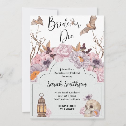 Braut oder Die Halloween-Junggeselinnen-Abschied Einladung (Vorderseite)