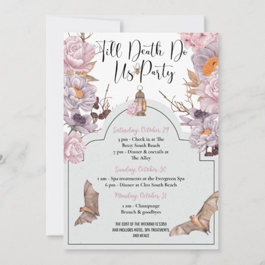 Braut oder Die Halloween-Junggeselinnen-Abschied Einladung (Rückseite)