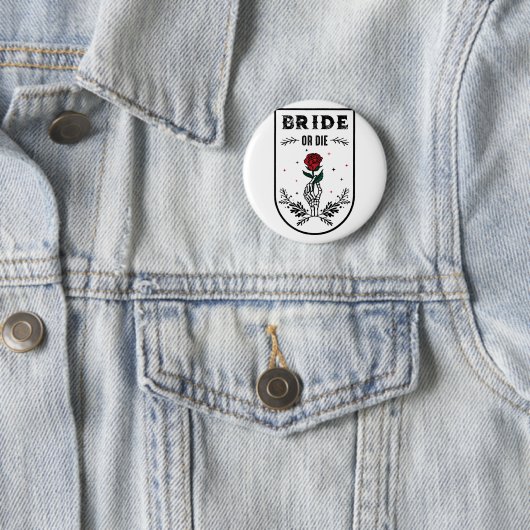 Braut oder Die Hochzeitstich Junggeselinnen-Abschi Button (Beispiel)