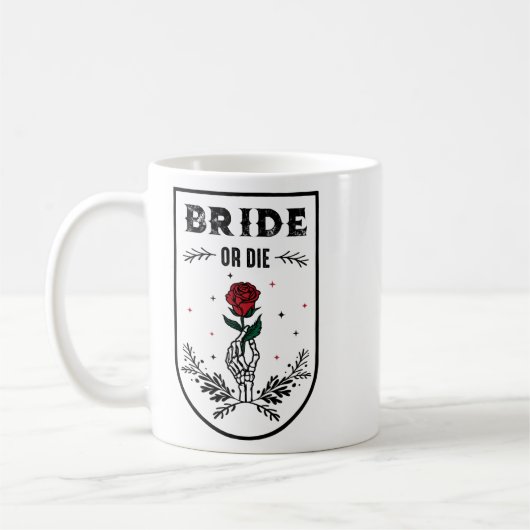 Braut oder Die Hochzeitstich Junggeselinnen-Abschi Kaffeetasse (Links)