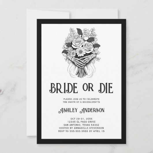 Braut oder Die Junggeselinnen-Abschied Wochenende Einladung (Vorderseite)