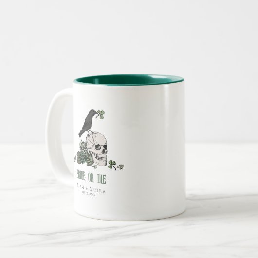 Braut oder Die St Patricks Day Hochzeit Blumenschä Zweifarbige Tasse (Vorderseite Links)