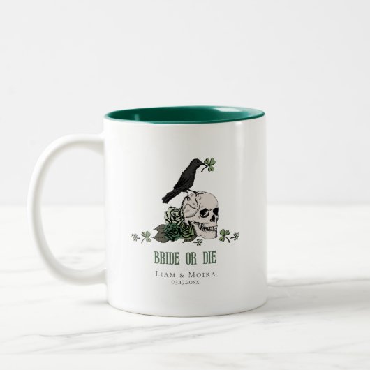 Braut oder Die St Patricks Day Hochzeit Blumenschä Zweifarbige Tasse (Links)