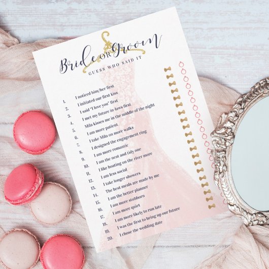 Braut oder Groom Chic Pink Hochzeitskleid Duschspi Einladung