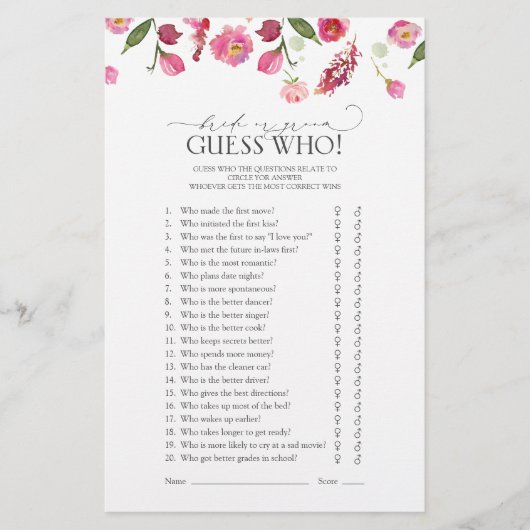 Braut oder Groom Guess, die Brautparty pink spiele (Vorderseite)