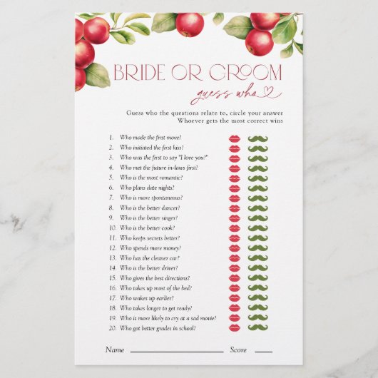 Braut oder Groom Ratgeber, die Apple Brautparty (Vorderseite)