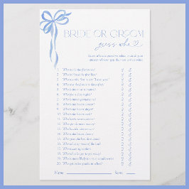 Braut oder Groom Ratgeber, wer Blue Bow Duschspiel