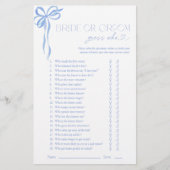 Braut oder Groom Ratgeber, wer Blue Bow Duschspiel (Vorderseite)