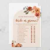 Braut oder Groom Ratgeber, wer sagte es Brautparty Einladung (Vorne/Hinten)