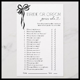 Braut oder Groom Rätsel, wer Black Bow Dusche Spie