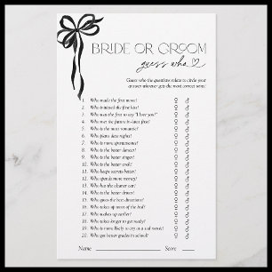 Braut oder Groom Rätsel, wer Black Bow Dusche Spie