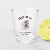 Braut oder stirb Halloween Junggesellinnenabschied Schnapsglas (Vorderseite)