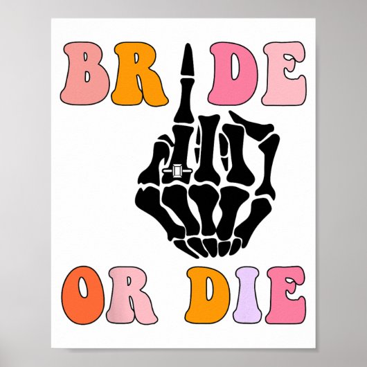 Braut Oder Stirb Skelett Ring Finger Retro Jungges Poster (Vorne)