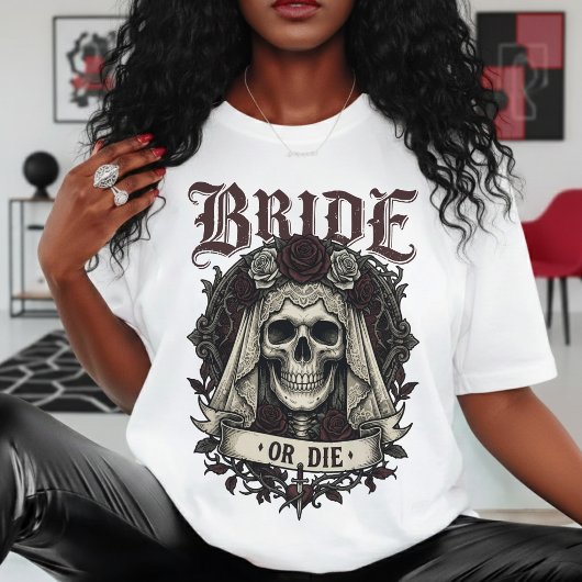Braut oder stirb Totenkopf Frau Ehefrau Gothic Hoc T-Shirt