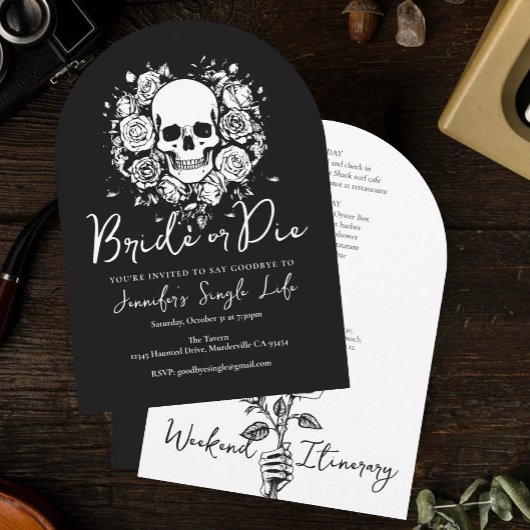 Braut oder Tod Floraler Totenkopf Junggesellinnena Einladung