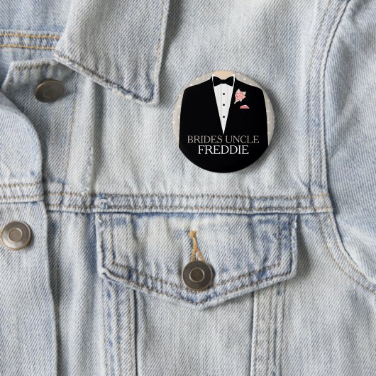 Braut-Onkel Tuxedonamenhochzeits-Buttonknopf Button (Beispiel)