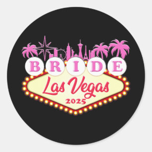 Braut Party Bride Las Vegas 2025 Bachelorette Runder Aufkleber