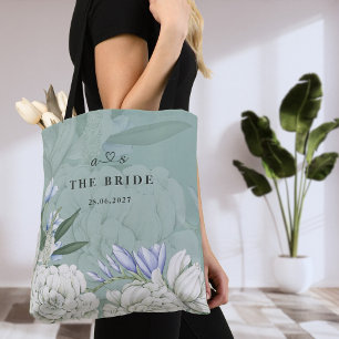 Braut-Pfingstrose Salbeigrüne und weiße botanisc Tasche