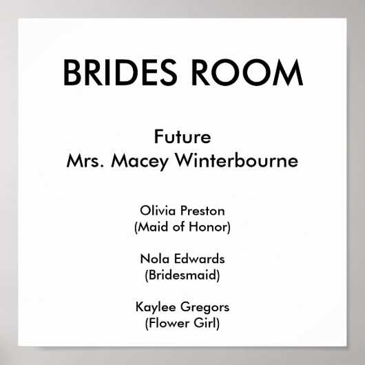 BRAUT-RAUM, FutureMrs. Macey Winterbourne, Oli… Poster (Vorne)