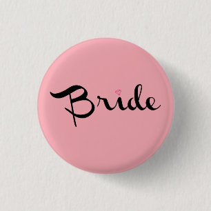 Braut Retro-Schrift Rosa Button