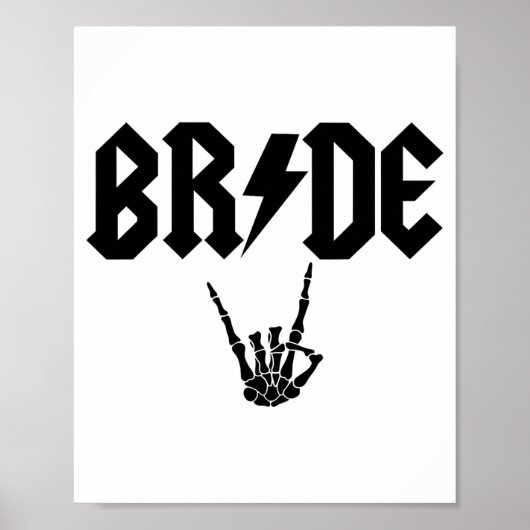 Braut Rock N Roll Skeletthand Halloween Junggesell Poster (Vorne)