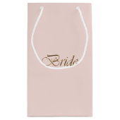 Braut Rosa goldenes Drehbuch elegante Hochzeit Kleine Geschenktüte (Rückseite)