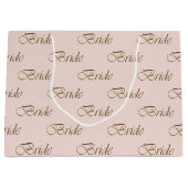 Braut Rosa goldfarbenes elegantes Kalligrafiemuste Große Geschenktüte (Vorderseite)